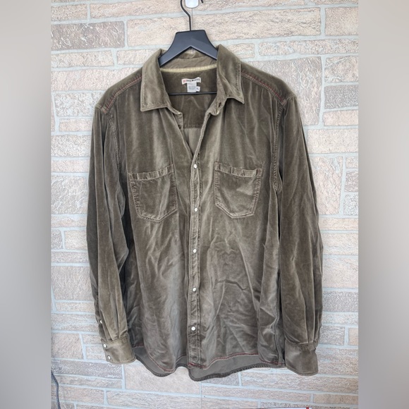 32 bar blues Other - Mens 32 Bar Blues Velvet Shirt brown XL Cotton Button Front Long Sleeves Soft